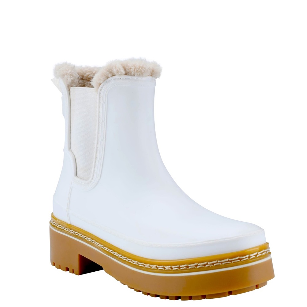White Combat Slip on Marc Fisher Fargo Waterproof Boot 9 faux fur winter snow
